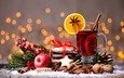 новый год, орехи, напиток, корица, яблоки, апельсин, рождество, печенье, бадьян, глинтвейн