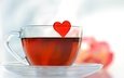 сердечко, сердце, любовь, блюдце, чашка, чай