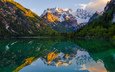 озеро, горы, природа, отражение, пейзаж, альпы, cortina d'ampezzo