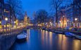 город, канал, европа, нидерланды, амстердам