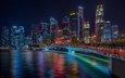 ночь, огни, мост, город, сингапур, senthil kumar damodaran