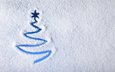 рисунок, снег, елка, фон, рождество