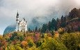 природа, лес, замок, осень, германия, нойшванштайн, бавария, ношванштайн