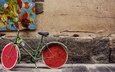 винтаж, ретро, фрукты, улица, арбуз, живопись, велосипед, бетон, диски