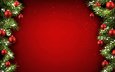 новый год, елка, шары, украшения, хвоя, ветки, рождество, красный фон, новогодний открытый урок по хору с учащимися 1 кл