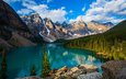 озеро, горы, природа, лес, канада