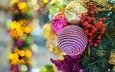 новый год, елка, шары, украшения, игрушки, ягоды, рождество, елочные игрушки, боке