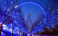 зима, лондон, колесо обозрения, англия, гирлянды, london eye