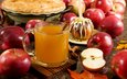 листья, напиток, корица, фрукты, яблоки, кружка, плоды, сидр, яблочный сидр