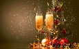 новый год, елка, бокалы, рождество, елочные игрушки, шампанское, декор, sergey a.khakimulli
