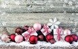снег, новый год, шары, снежинки, звезды, подарки, рождество, елочные игрушки