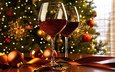 новый год, елка, бокалы, рождество, елочные игрушки, шампанское