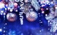 новый год, шары, ветви, шарики, игрушки, праздник, рождество, мишура, новогоднее украшение, ветки ели