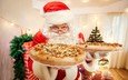 новый год, дед мороз, праздник, рождество, выпечка, пицца