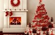 новый год, елка, подарки, камин, рождество, елочные украшения