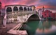 закат, панорама, венеция, канал, италия, grand canal, rialto bridge, венеци sunset, san bartolomeo church