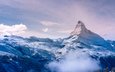 горы, снег, природа, зима, пейзаж, швейцария, альпы, маттерхорн