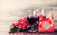 розы, любовь, романтика, вино, бокалы, подарок, сердечки, день святого валентина, красные розы