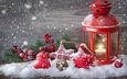 новый год, звезды, сердце, фонарь, игрушки, свеча, рождество, искусственный снег