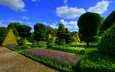 небо, цветы, облака, природа, дизайн, парк, кусты, сад, англия, газон, topiary gardens levens hall