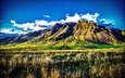 небо, трава, облака, горы, исландия, kerhólakambur