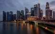 вечер, город, сингапур