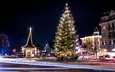 ночь, новый год, елка, зима, австрия, улица, гирлянды