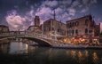 река, город, венеция, лодка, италия