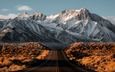 дорога, горы, снег, природа