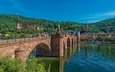 река, мост, замок, дома, здания, германия, баден-вюртемберг, гейдельбергский замок, гейдельберг, neckar river, старый мост