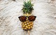 песок, пляж, лето, очки, отдых, ананас, рай, солнечные очки, тропическая, каникулы