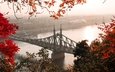 цитадель, мост, город, осень, венгрия, будапешт