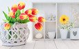 цветы, букет, тюльпаны, корзинка, декор, anya ivanova