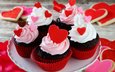 розы, любовь, сердца, сладкое, печенье, выпечка, десерт, глазурь, день святого валентина, кексы, крем