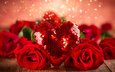 сердце, блеск, любовь, подарок, красные розы, любовь сердце