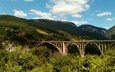 облака, мост, каньон, черногория