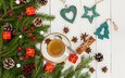 елка, кофе, звезда, сердце, праздник, рождество, украшение, новогодние украшения, композиция, olena rudo