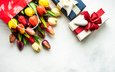 цветы, бутоны, разноцветные, подарки, букет, тюльпаны, день святого валентина