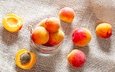 фрукты, плоды, банка, абрикосы, мешковина