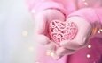 сердечко, сердце, любовь, розовый, руки, перчатки, день святого валентина, романтический