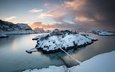 зима, мост, остров, норвегии, troms fylke