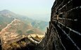 горы, пейзаж, китай, рельеф, великая китайская стена, горный хребет, кирпичная кладка