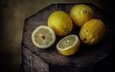 макро, лимоны, цитрусы, половинки, сундук