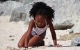 песок, пляж, лето, африка, игра, юность, темнокожая, валуны, дитя