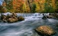 река, камни, пороги, осень