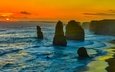скалы, закат, море, австралия
