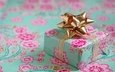 цветы, новый год, зелёный, узор, розовый, подарок, праздник, рождество, коробка, бантик