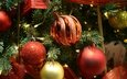 новый год, елка, шары, хвоя, красные, шарики, праздник, рождество