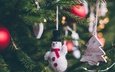 новый год, елка, снеговик, шарики, праздник, рождество, новогодние украшения, новогодние декорации
