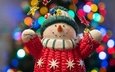 новый год, игрушка, снеговик, звездочки, праздник, рождество, гирлянда, фигурка